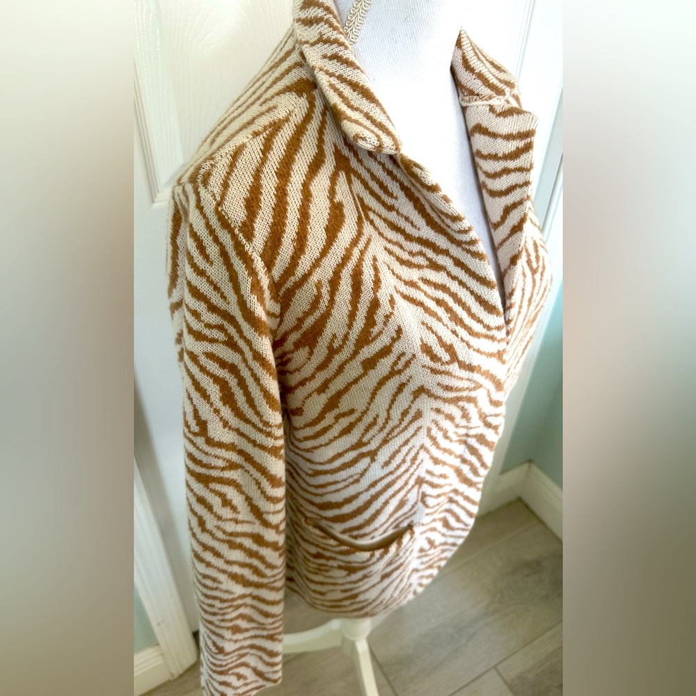 Maeve x Anthropologie Zebra Print Wool Blend Sasha Cardigan Sweater